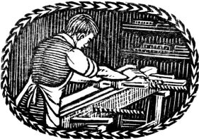 wood-engraving original print: Trimming Edges with a Plough for The London Bookbinders